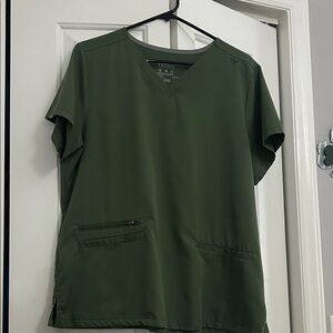Hanes Olive Green V-Neck Scrub Top